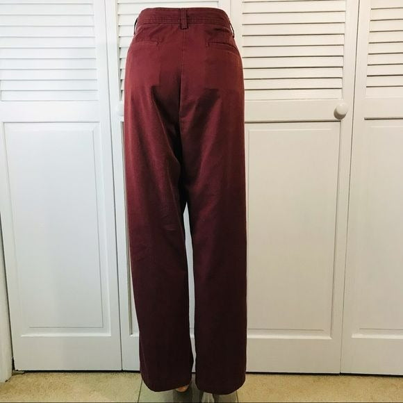 LANDS’ END Dark Red Cotton Blend Pants Size 10