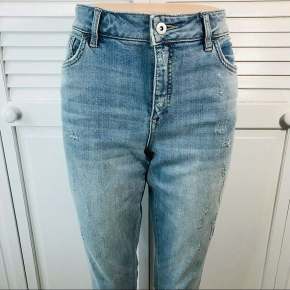 PILCRO AND THE LETTERPRESS BY Anthropologie Blue Tulle Trim Flared Jeans Size 28