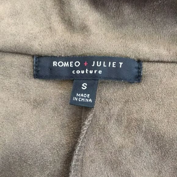 ROMEO & JULIET Green Suede Open Front Jacket Size S