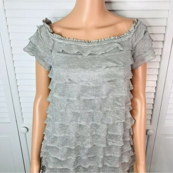 FOXIEDOX Metallic Grace Knit Ruffle Dress Size Small