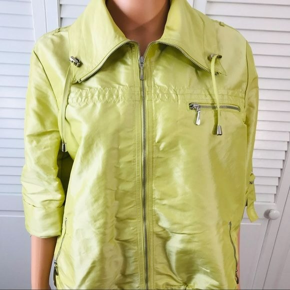 CHICO’S Lime Green Rayon 3/4 Sleeve Jacket Size L