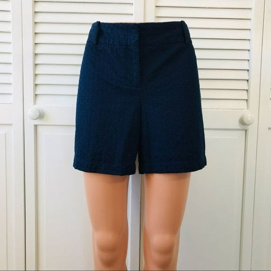 *NEW* TALBOTS Navy Blue Embroidered Cotton Shorts Size 4