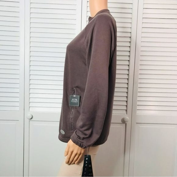 KAY UNGER Taupe Zip Up Sweater Size M