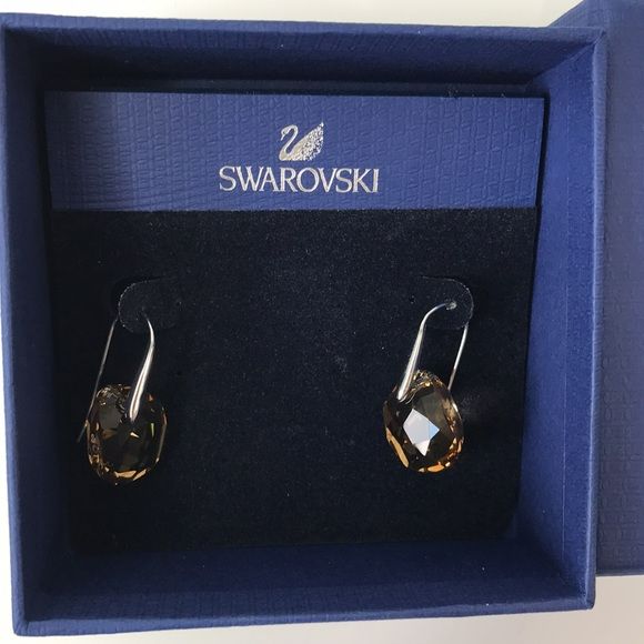 SWAROVSKI Brown Crystal Drop Earrings (new in box)