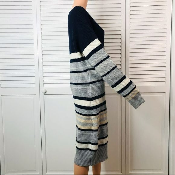 CAARA Striped Long Sleeve Soft Wool Sweater Dress Size XL *NEW*