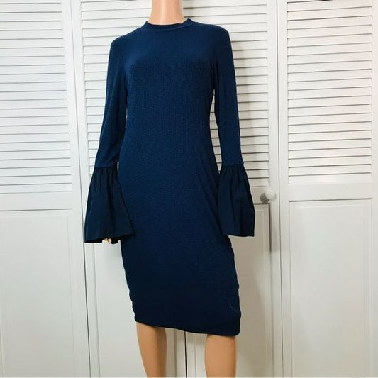 CAD Bell Sleeve Bodycon Navy Bell Sleeve Sweater Dress Size XL *NWT*