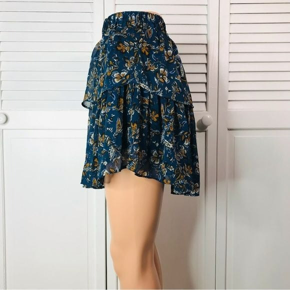 DREW Navy Floral Mini Skirt Size S