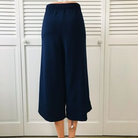 JOHNPAULRICHARD Navy Blue Wide Leg Cropped Pants Size L