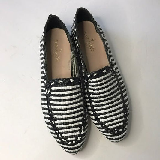 KATE SPADE Caylee Black White Woven Nappa Leather Loafers Size 6