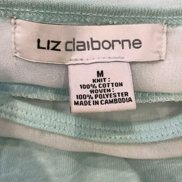 LIZ CLAIBORNE Aqua Short Sleeve Shirt Size M
