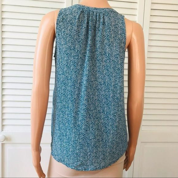 JOIE Blue White Fifi Mini Textural Dot Printed Silk Tank Top Size XS