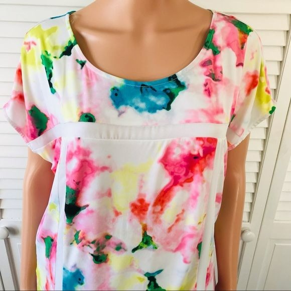 WORTHINGTON Multicolor Scoop Neck Short Sleeve Shirt Size XL