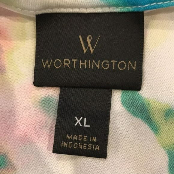 WORTHINGTON Multicolor Scoop Neck Short Sleeve Shirt Size XL