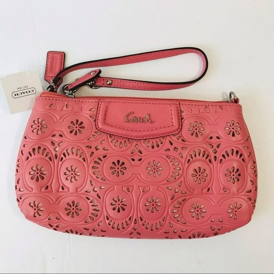 COACH Pink Eyelet Large Wristlet (new with tags)