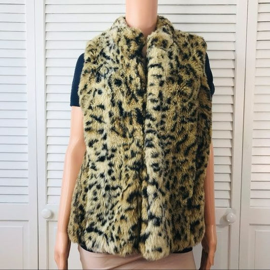 CHICO’S Tan Black Animal Print Vest Size L
