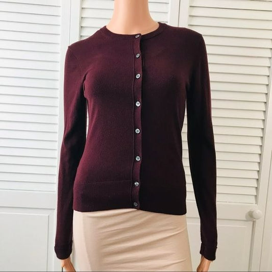 ANN TAYLOR Burgundy Cardigan Sweater Size XS