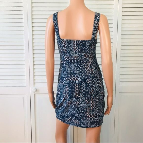 HOLLISTER Blue Geometric Pattern Sleeveless Dress Size M