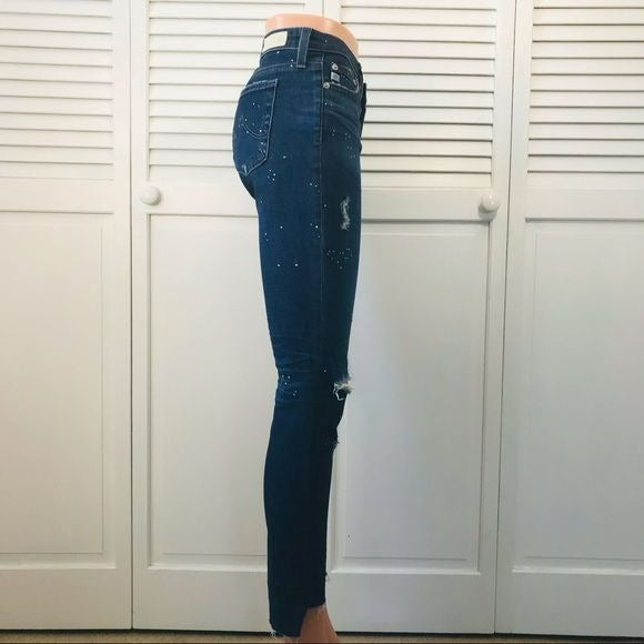 AG ADRIANO GOLDSCHMIED Blue Distressed The Legging Ankle Skinny Jeans Size 27R