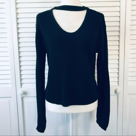 CLOSET SPACE Black Cut-Out Front Acrylic Sweater Size L