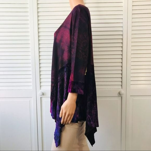 ONE WORLD Purple V-Neck 3/4 Sleeve Asymmetrical Shirt Size 1X (new with tags)