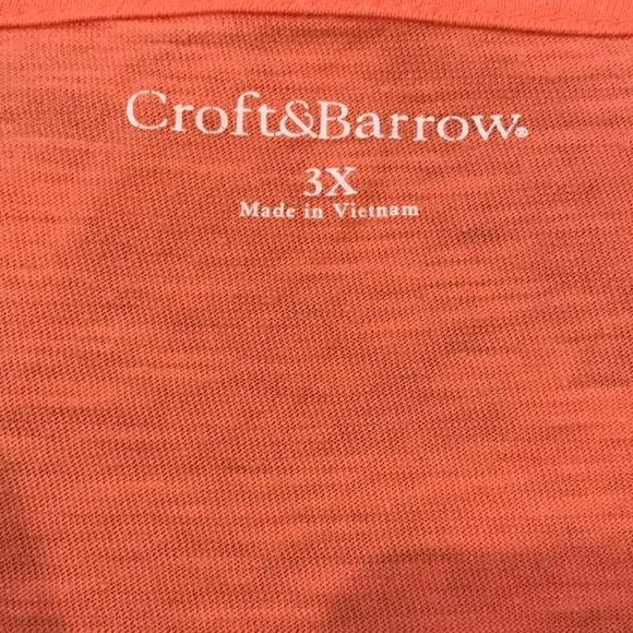 CROFT & BARROW Orange V-Neck Short Sleeve Shirt Size 3X