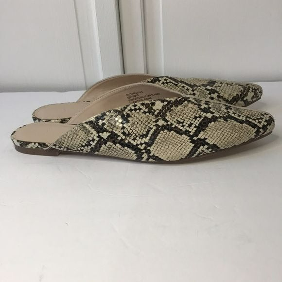 H By Halston Snakeskin Print Almond Toe Mules Size 10M