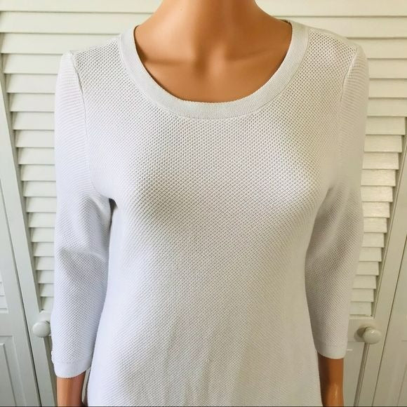 TALBOTS White Scoop Neck Long Sleeve Sweater Size MP