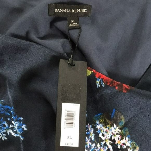 BANANA REPUBLIC Navy Blue Floral V-Neck Spaghetti Strap Shirt Size XL (new with tags)