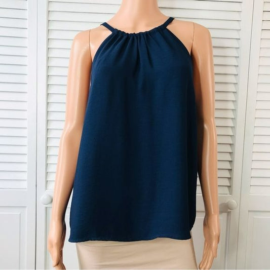 GREYLIN Navy Blue Alana Halter Top Shirt Size M