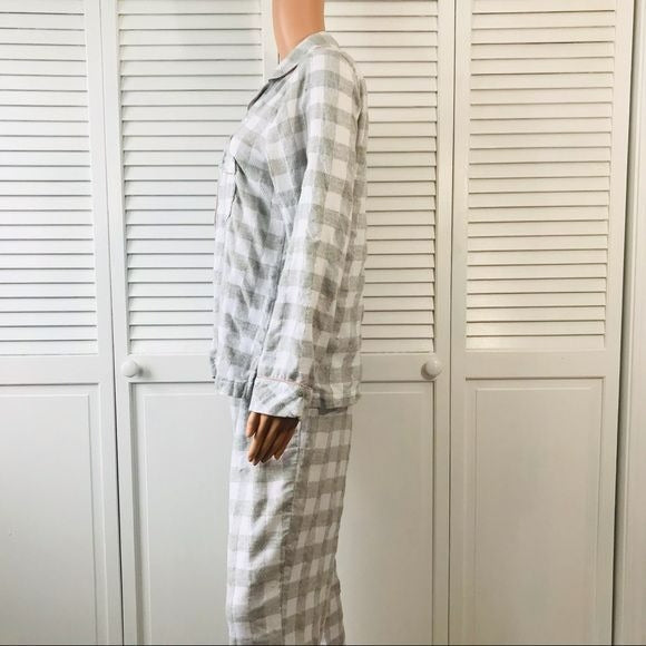 CHARTER CLUB Gray White Plaid Pajama Set Size M