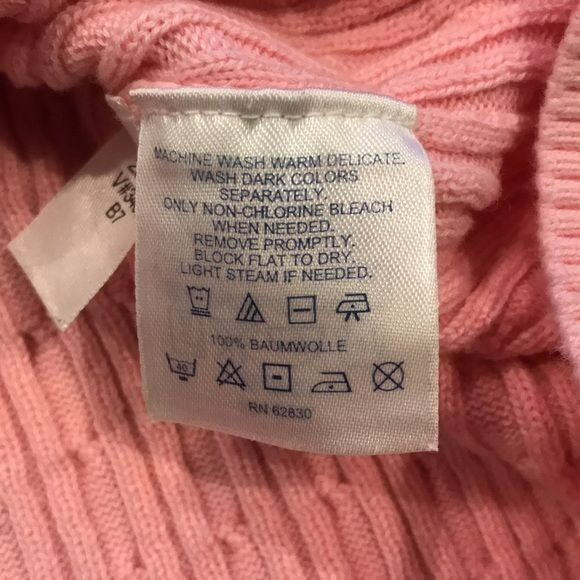 LAND’S END Pink Cotton Knit Sweater Size S