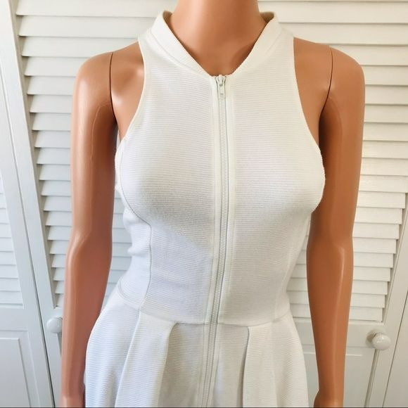 AQUA White Sleeveless Ribbed Sweater Dress Size S