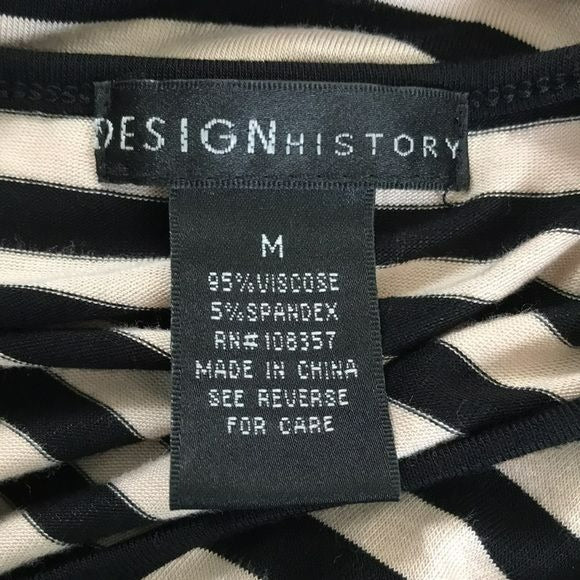 DESIGN HISTORY Black Ivory Striped Sleeveless Dress Size M