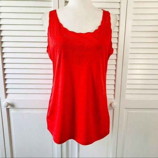 ANN TAYLOR Embroidered Tank Top Size L