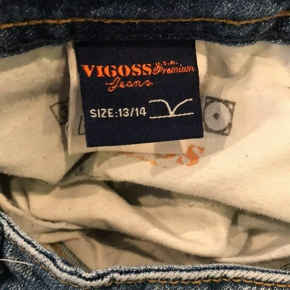 VIGOSS Blue Distressed Cropped Jeans Size 13/14