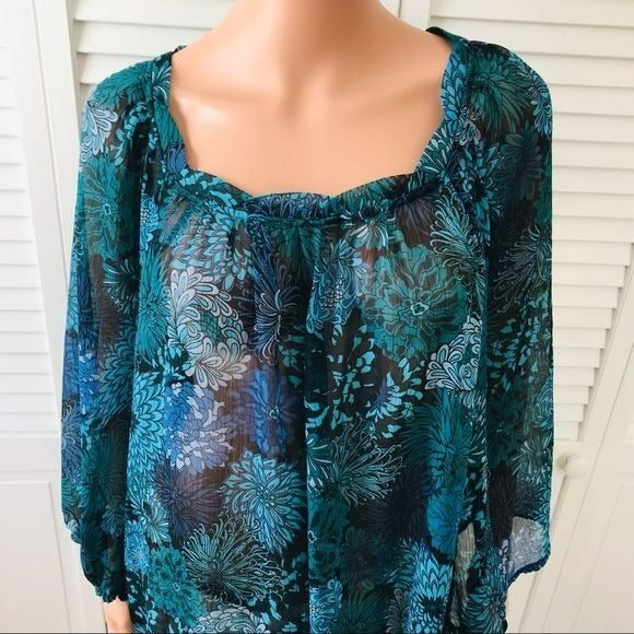 LANE BRYANT Black Floral Sheer Blouse Size 18/20W