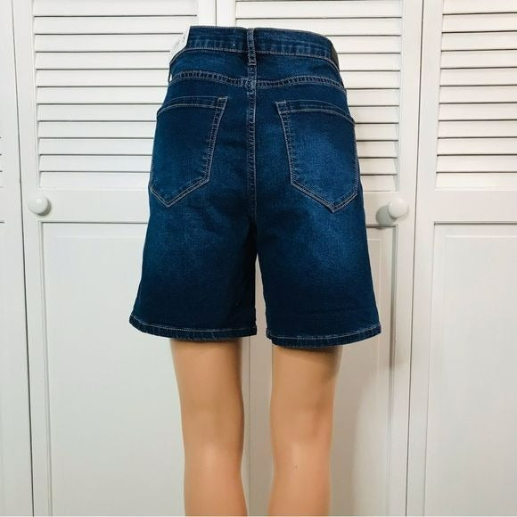 NICOLE MILLER Blue Soho High Rise Shorts Size 8