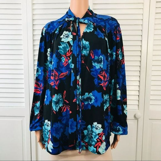 JESSICA LONDON Black Floral Long Sleeve Shirt Size 18/20