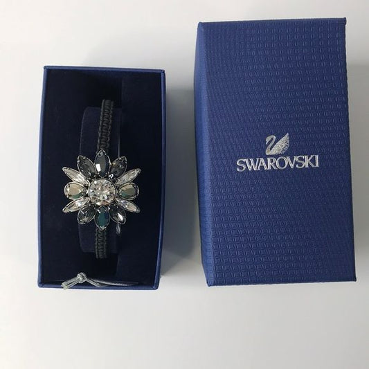 SWAROVSKI Gray Black Flower Crystal Bracelet (new in box)