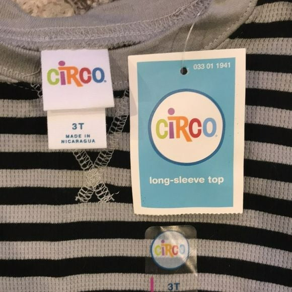 CIRCO Gray Black Striped Cotton Long Sleeve Top Size 3T (new with tags)