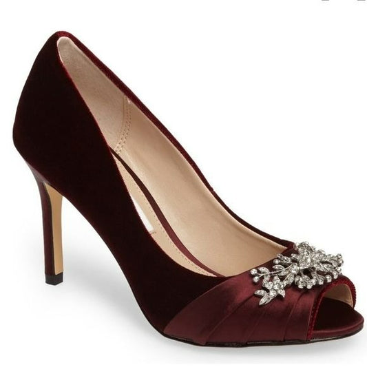 NINA Rumina2 Merlot Romance Open Toe Heels Size 8.5M (new in box)