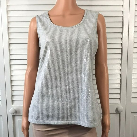CHICO’S Zenergy Silver Sequin Tank Top Size 2