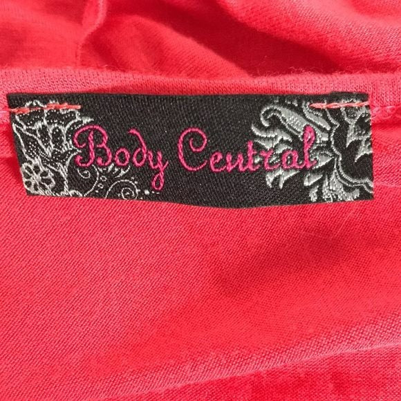 BODY CENTRAL Coral Short Sleeve V-Neck Maxi Dress Size L