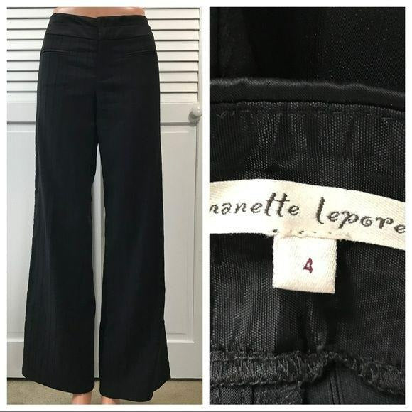 NANETTE LEPORE Black Striped Pants Size 4