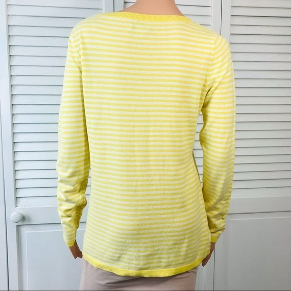 OLD NAVY Yellow White Striped Long Sleeve Shirt Size M