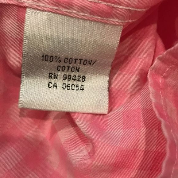 BUGATCHI Pink Classic Fit Cotton Gingham Button Down Shirt Size L