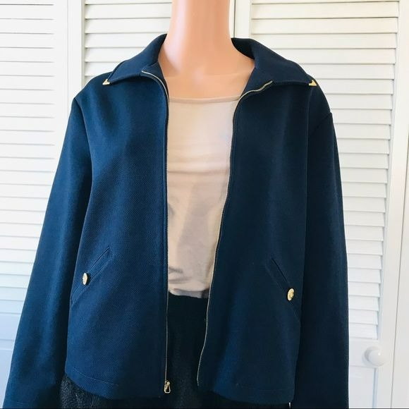 ST. JOHN Navy Blue Blazer Size P