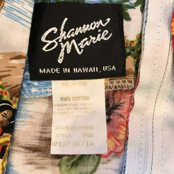 SHANNON MARIE Blue Vintage Hawaiian Sleeveless Dress Size XL