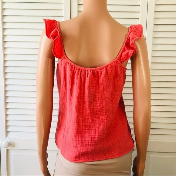 DREW Coral Sleeveless Ruffle Tank Top Gauze Cotton Crop Top Size XS (new with tags)
