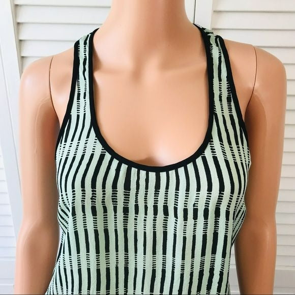 A.L.C. Aqua Black Silk Striped Tank Top Size XS